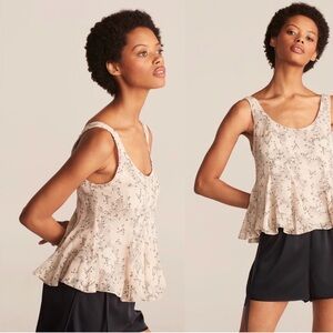 Rebecca Taylor Floral Godet Cotton & Silk Tank Top size 8